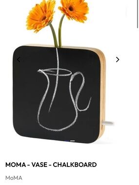 MoMA Chalkboard Vase in Black with Natural Wood Edge